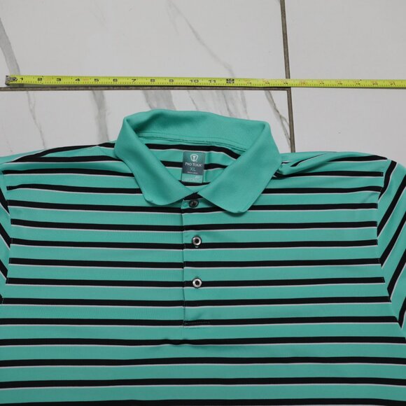 Pro Tour airplay Green Black White striped Golf Polo Shirt Mens XL - Picture 3 of 3